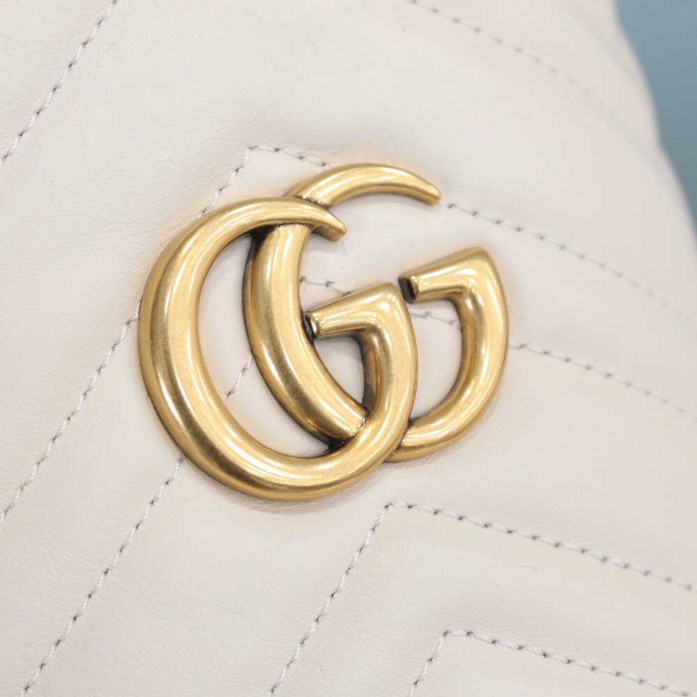 Gucci/古驰 GG Marmont系列小水桶包 575163 白色