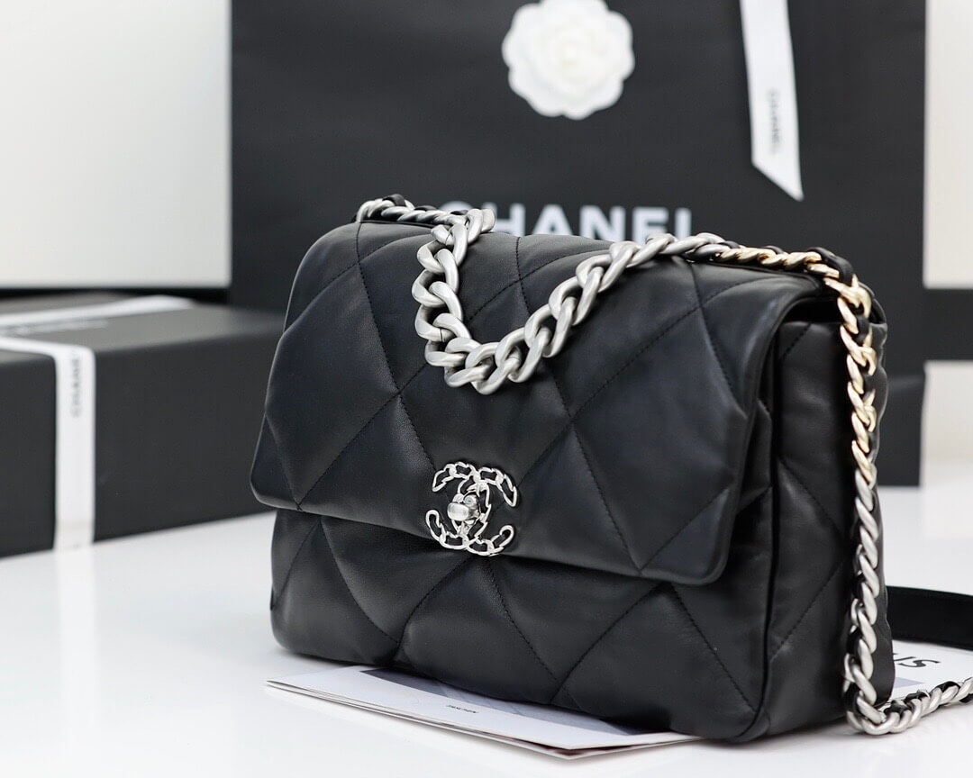 CHANEL Flap 19bag 30CM黑色银扣 AS1161