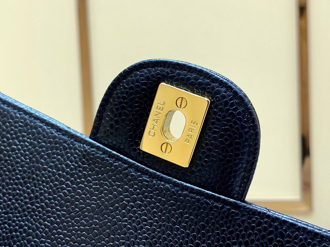 Chanel/香奈儿 CF25鱼子酱单肩斜挎包 A01112黑色金扣