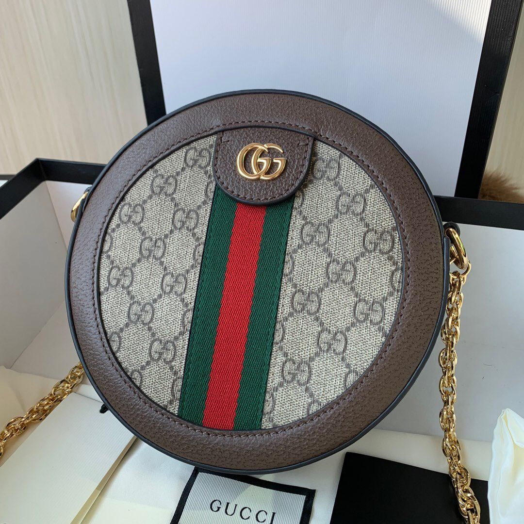 Gucci 550618 Ophidia系列圆形迷你肩背包