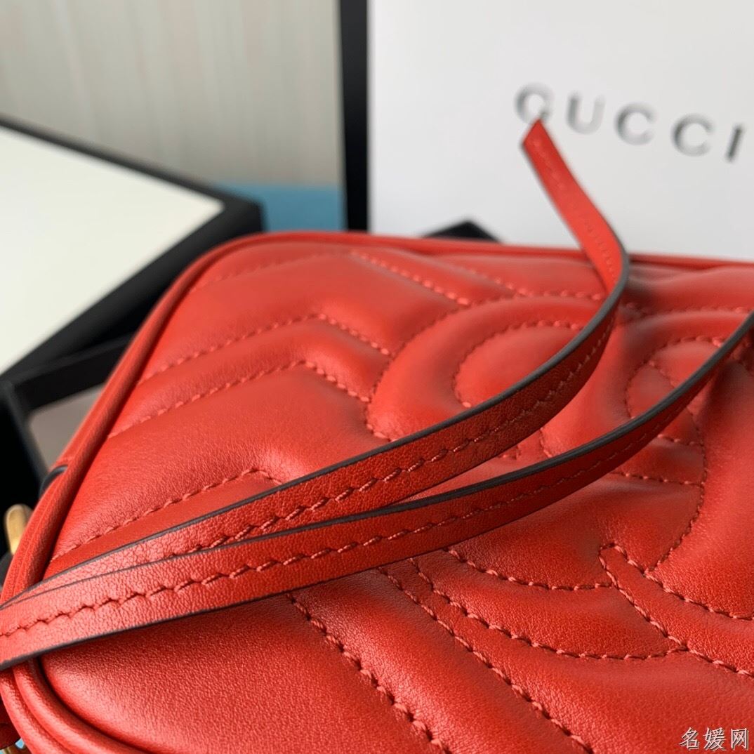 Gucci 448065 双G迷你Marmont绗缝链条古驰斜挎相机包