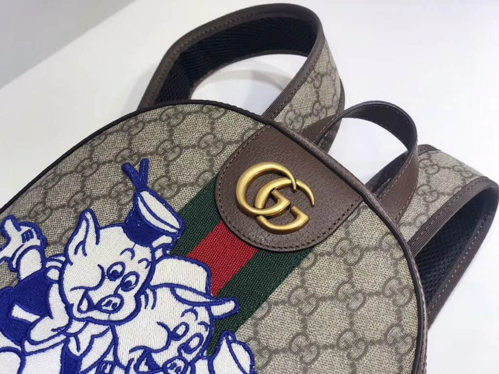 Gucci/古奇 552884 Ophidia系列三只小猪图案GG背包