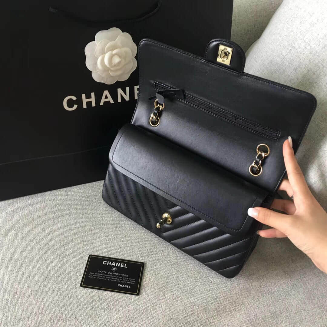 Chanel/香奈儿CF原厂羊皮25CM中号链条斜挎包