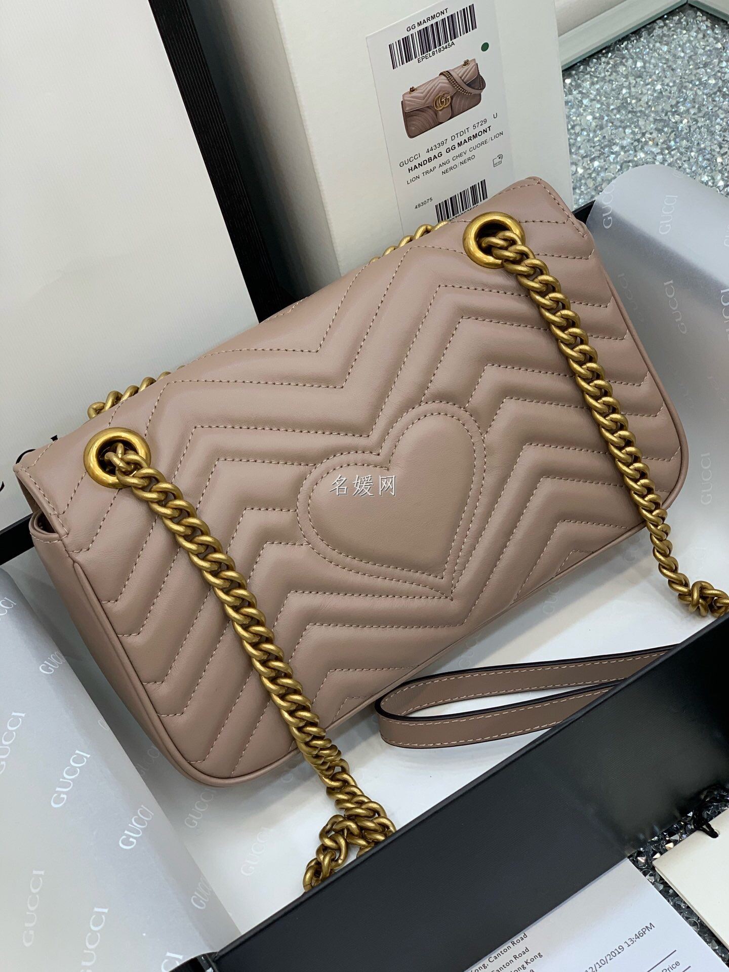 Gucci/古驰 443497 女士GG Marmont中号链条单肩斜挎包