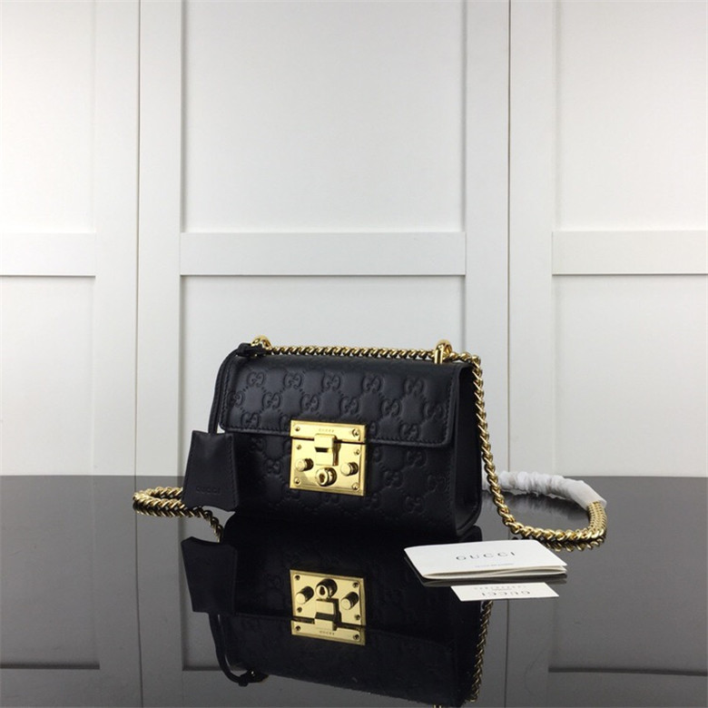 Gucci古驰 409487 Padlock系列小号Signature皮革肩背包