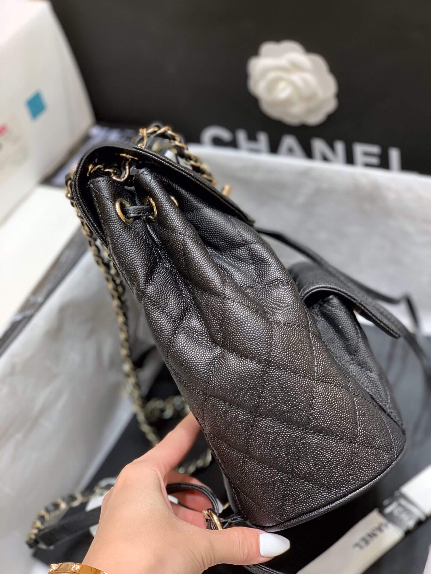 Chanel 小香2020早春新款双背包 AS1371黑色