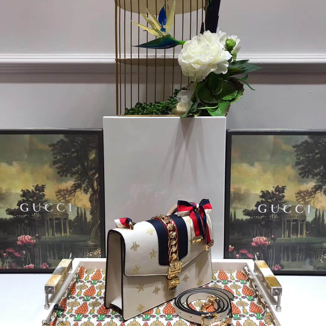 Gucci 524405 Sylvie系列蜜蜂星星小号肩背包