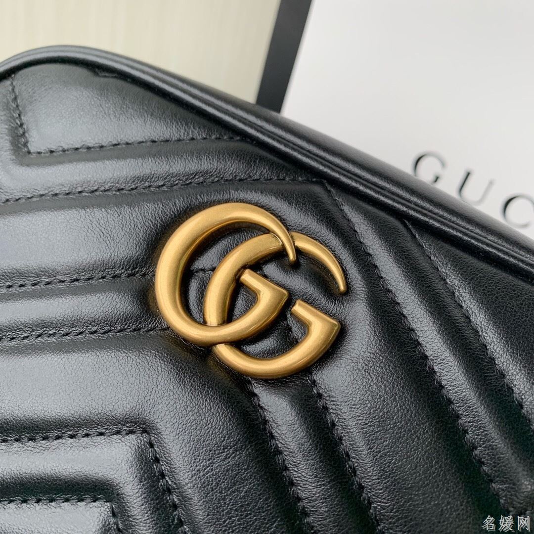 Gucci 448065 双G迷你Marmont绗缝链条古驰斜挎相机包