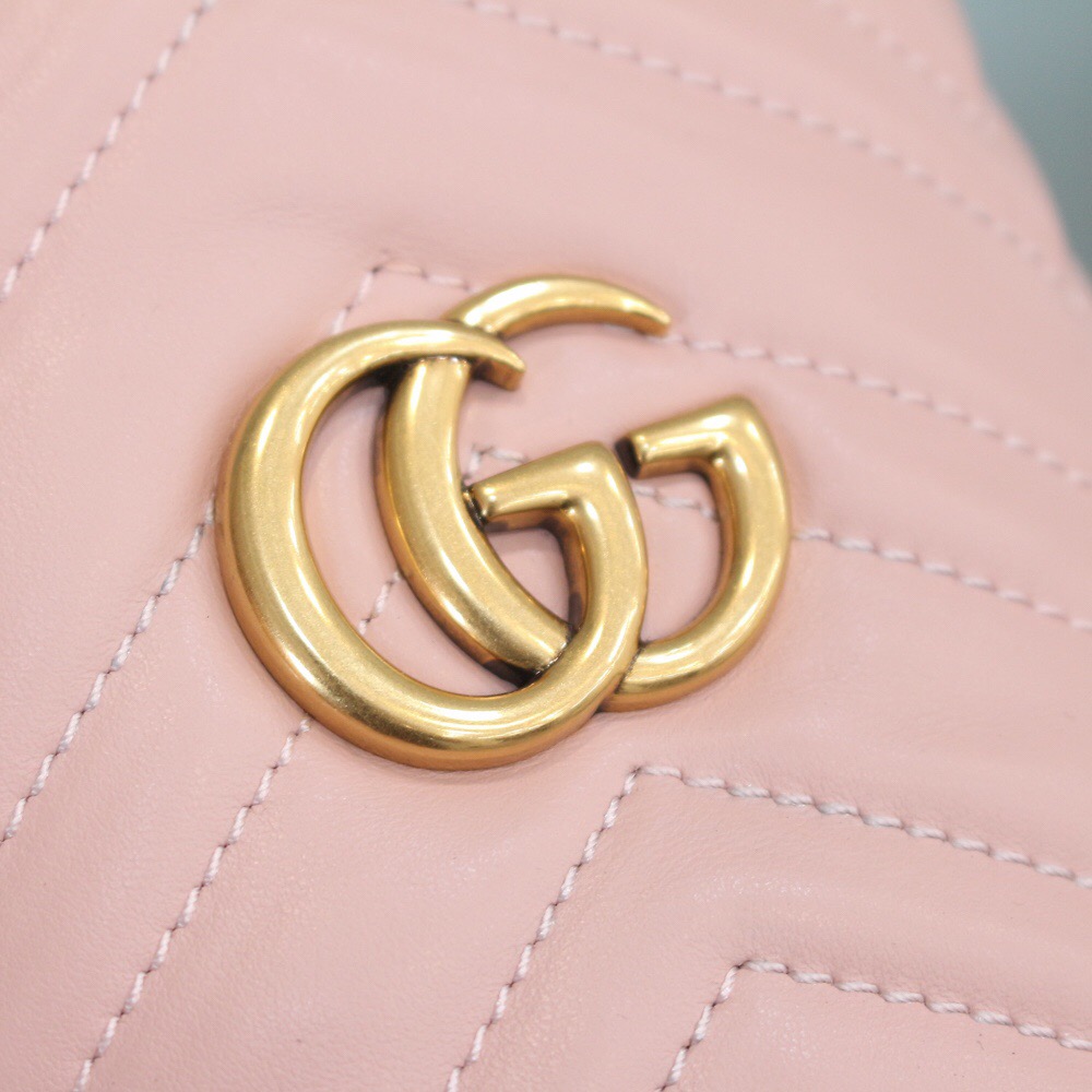 Gucci/古驰 575163 GG Marmont系列小水桶包 粉色