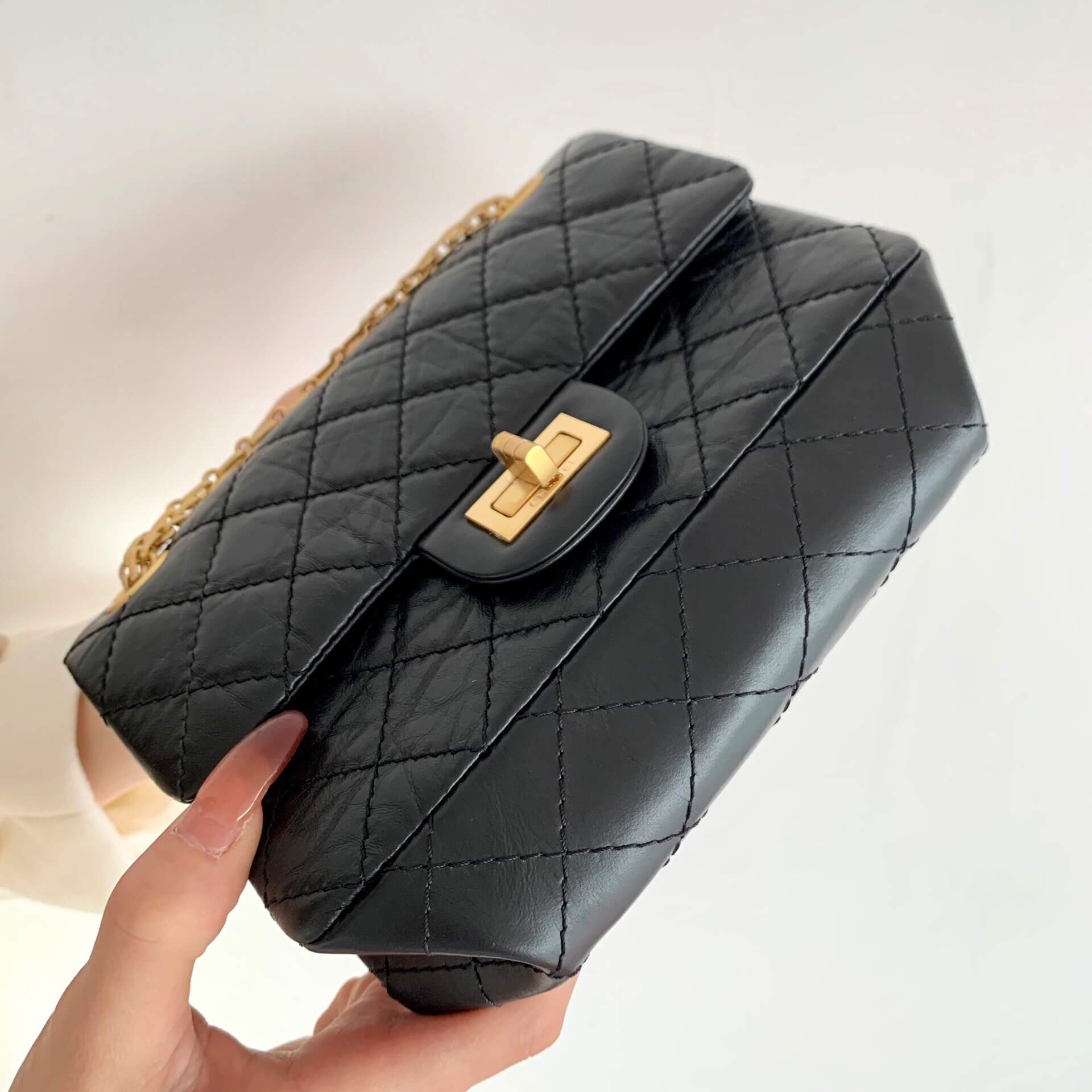 Chanel 纯原厂2.55 reissue系列单肩斜挎包 A37585黑色金