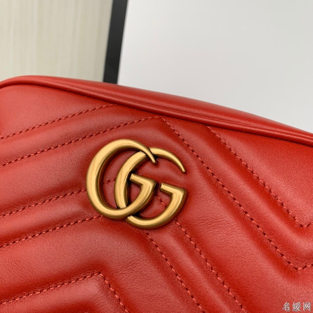 Gucci 448065 双G迷你Marmont绗缝链条古驰斜挎相机包