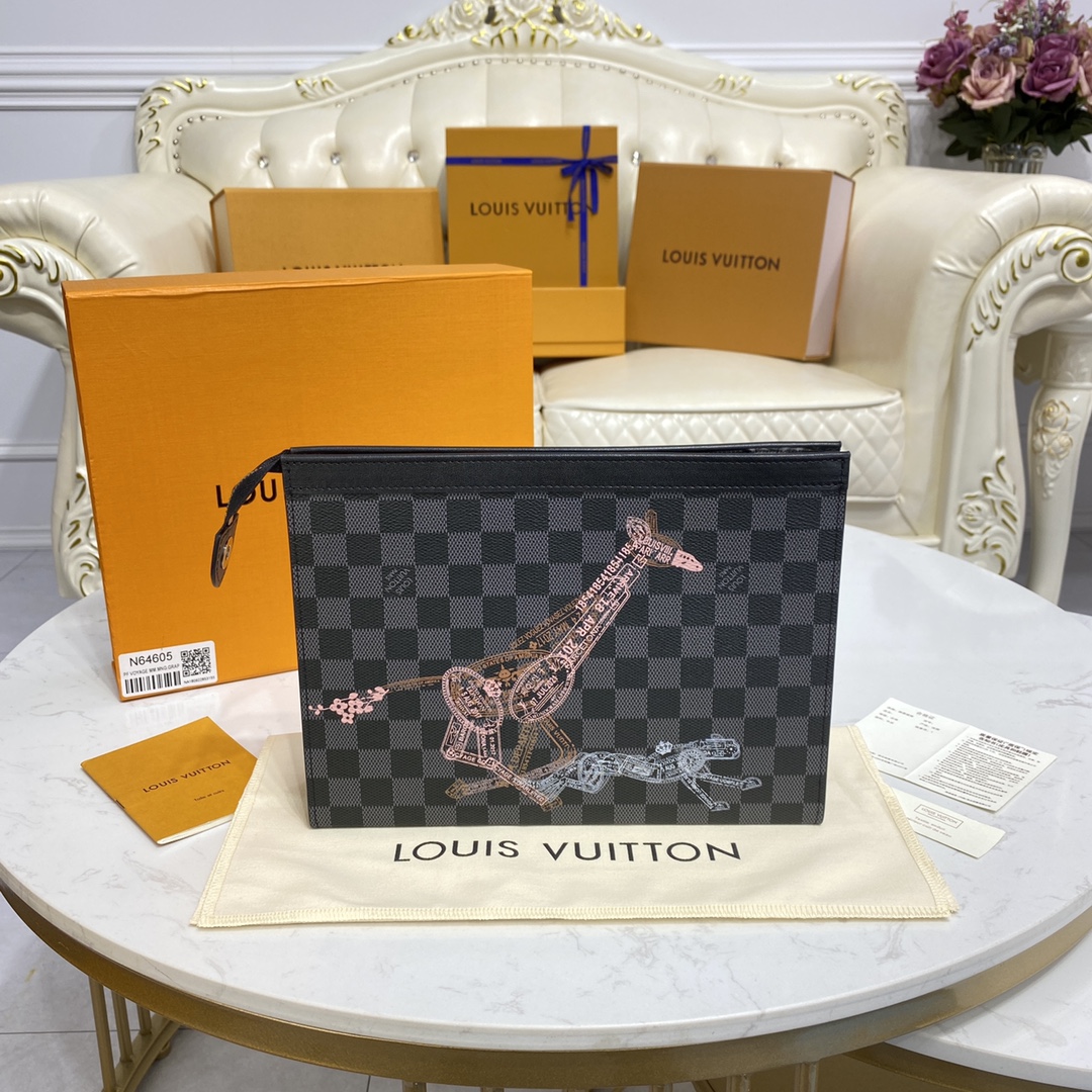 LV N64605 POCHETTE VOYAGE 野生动物 中号手拿包