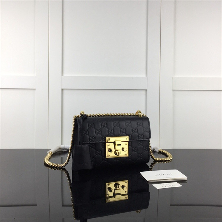 Gucci古驰 409487 Padlock系列小号Signature皮革肩背包