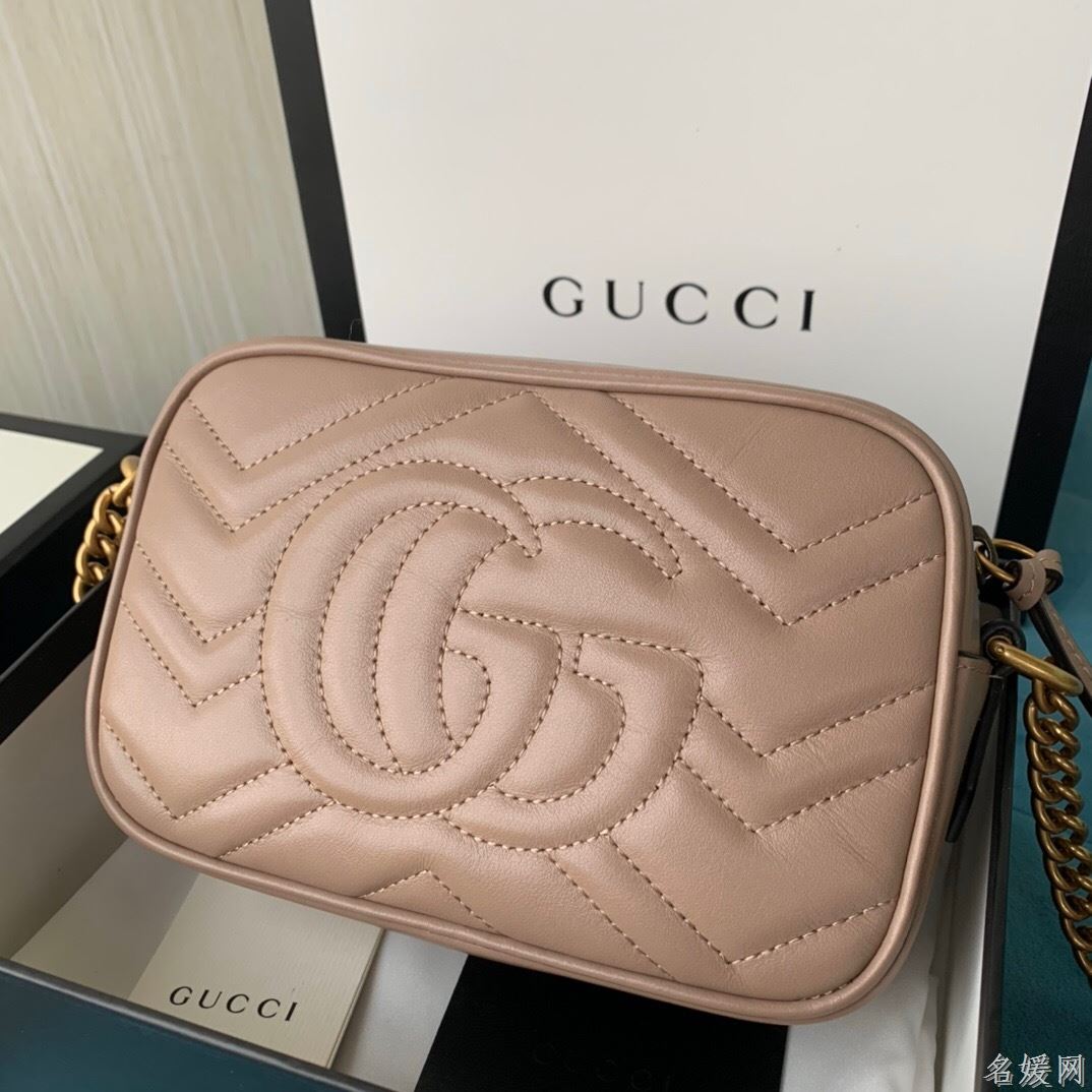 Gucci 448065 双G迷你Marmont绗缝链条古驰斜挎相机包