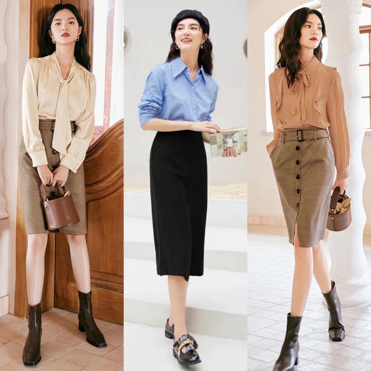 今年火了一种穿法，叫“短上衣+膝下裙”，优雅显瘦，谁穿谁好看