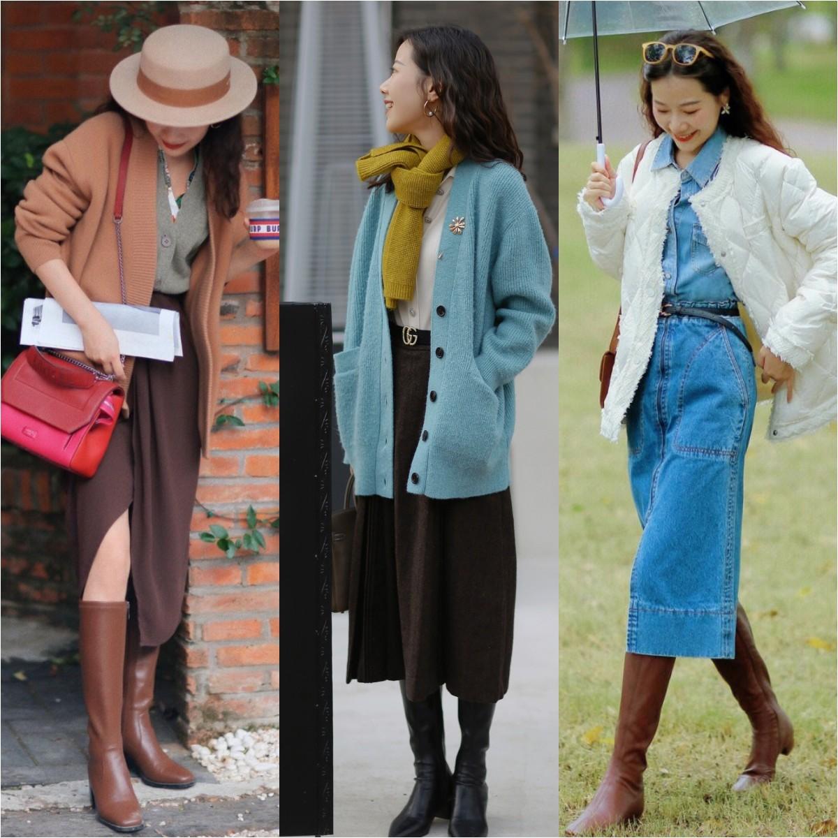 今年不流行小白鞋了，“中筒靴+裙子”才是冬天回头率最高的穿法