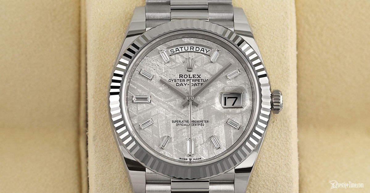 Rolex Day Date 228239 Meteorite Case Fluted Bezel