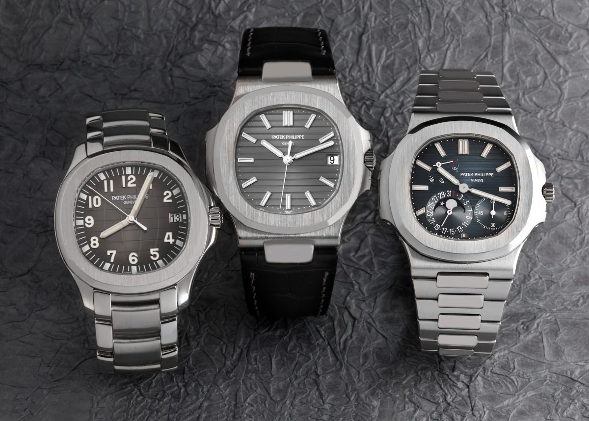 Patek Philippe Aquanaut, Nautilus, and Nautilus Moonphase