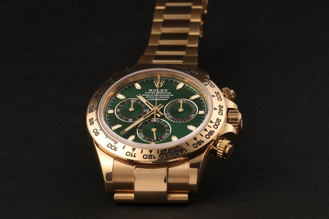 Rolex Daytona Yellow Gold Green Dial Mens Watch 116508