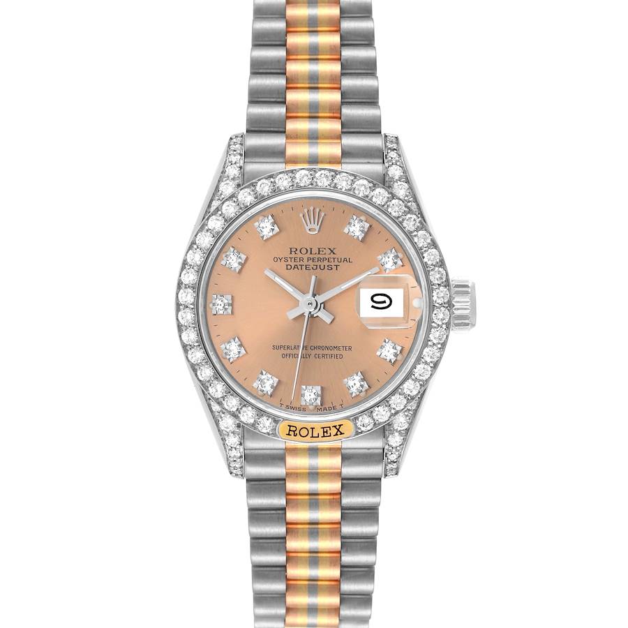 Rolex President Tridor White Yellow Rose Gold Diamond Ladies Watch 69159 SwissWatchExpo