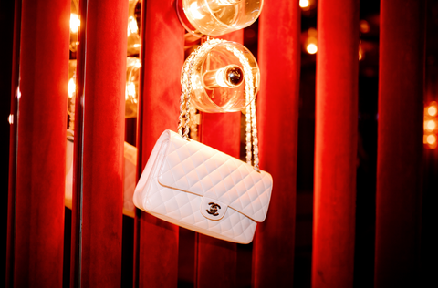 white Chanel classic flap bag